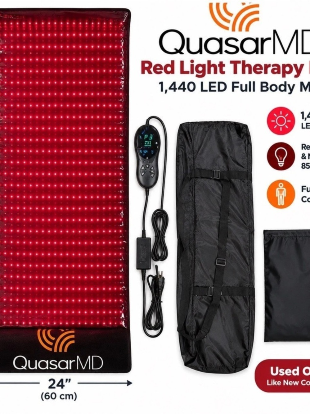 QuasarMD Red Light Therapy Mat 1,440 LED Full Body Mat 1,440 LED Full Body